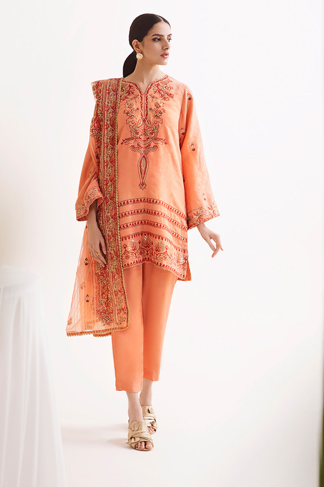 Zellbury | Unstitched 3 Piece Jacquard | Embroidered Shirt Shalwar Dupatta - 0296 - House Of Hania