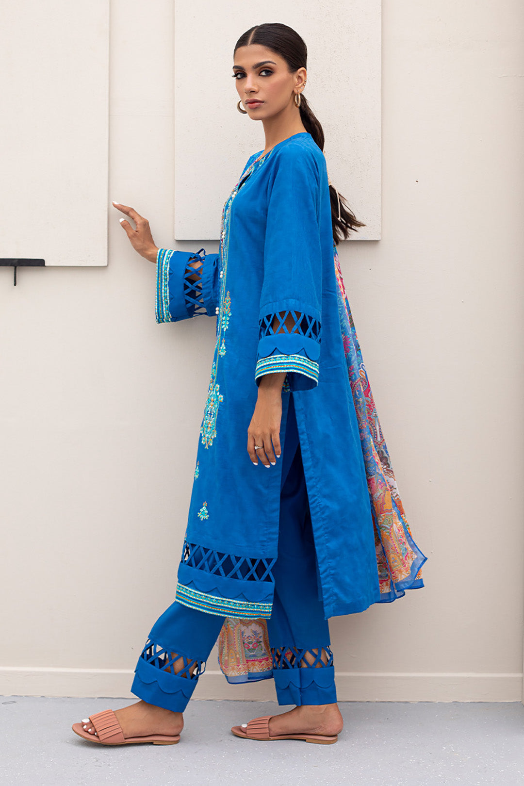 Zellbury | Unstitched 3 Piece Jacquard | Embroidered Shirt Shalwar Dupatta - 0435 - House Of Hania