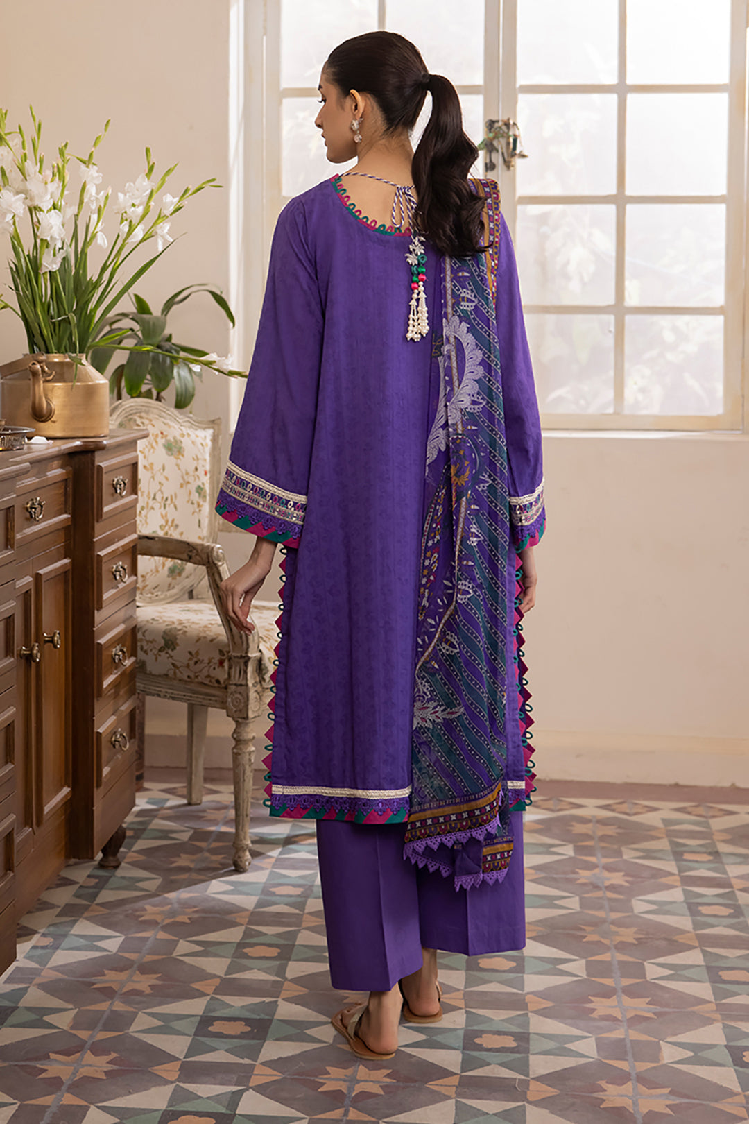 Zellbury | Unstitched 3 Piece Jacquard | Embroidered Shirt Shalwar Dupatta - 1113 - House Of Hania