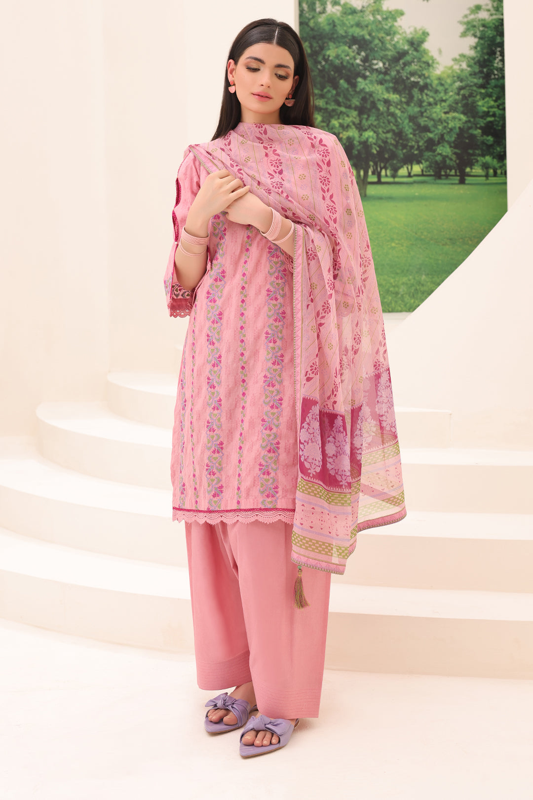 Zellbury | Unstitched 3 Piece Jacquard | Embroidered Shirt Shalwar Dupatta - 1765 - House Of Hania