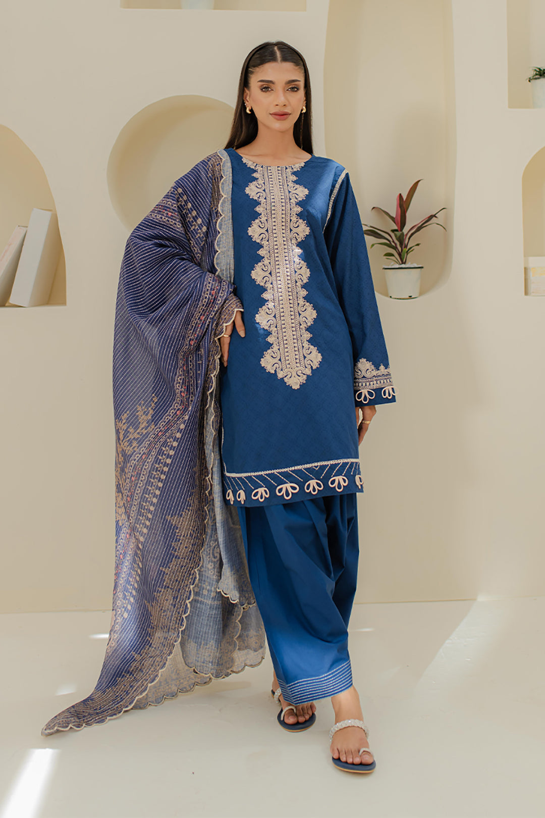 Zellbury | Unstitched 3 Piece Jacquard | Embroidered Shirt Shalwar Dupatta - 1767 - House Of Hania
