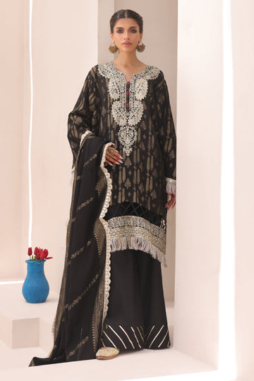 Zellbury | Unstitched 3 Piece Jacquard | Embroidered Shirt Shalwar Dupatta - 1799 - House Of Hania