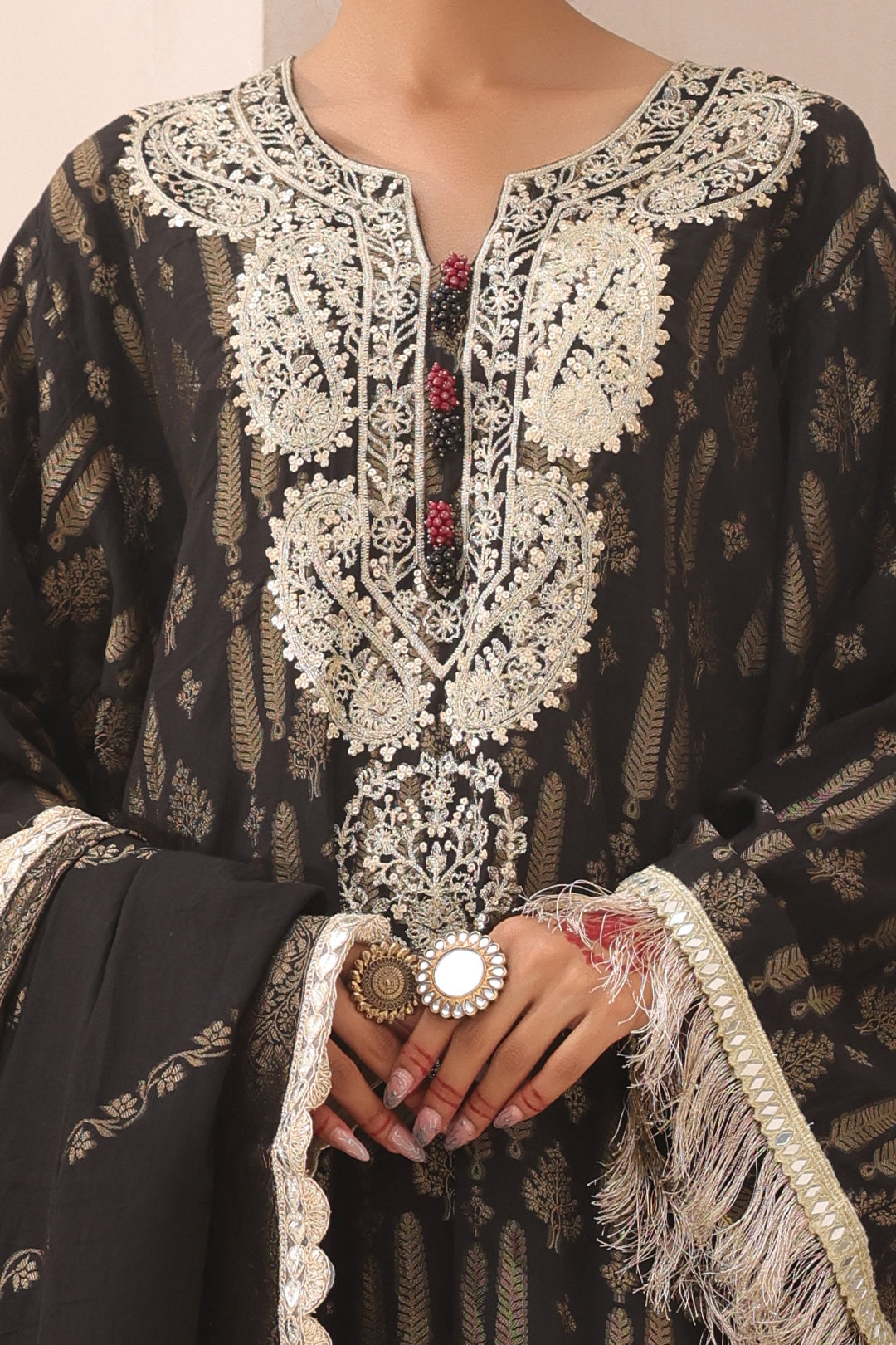 Zellbury | Unstitched 3 Piece Jacquard | Embroidered Shirt Shalwar Dupatta - 1799 - House Of Hania
