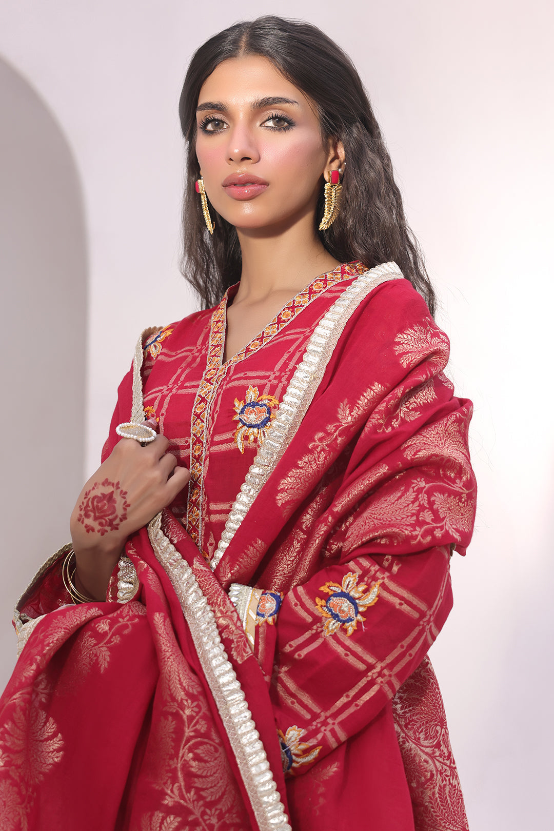 Zellbury | Unstitched 3 Piece Jacquard | Embroidered Shirt Shalwar Dupatta - 1803 - House Of Hania