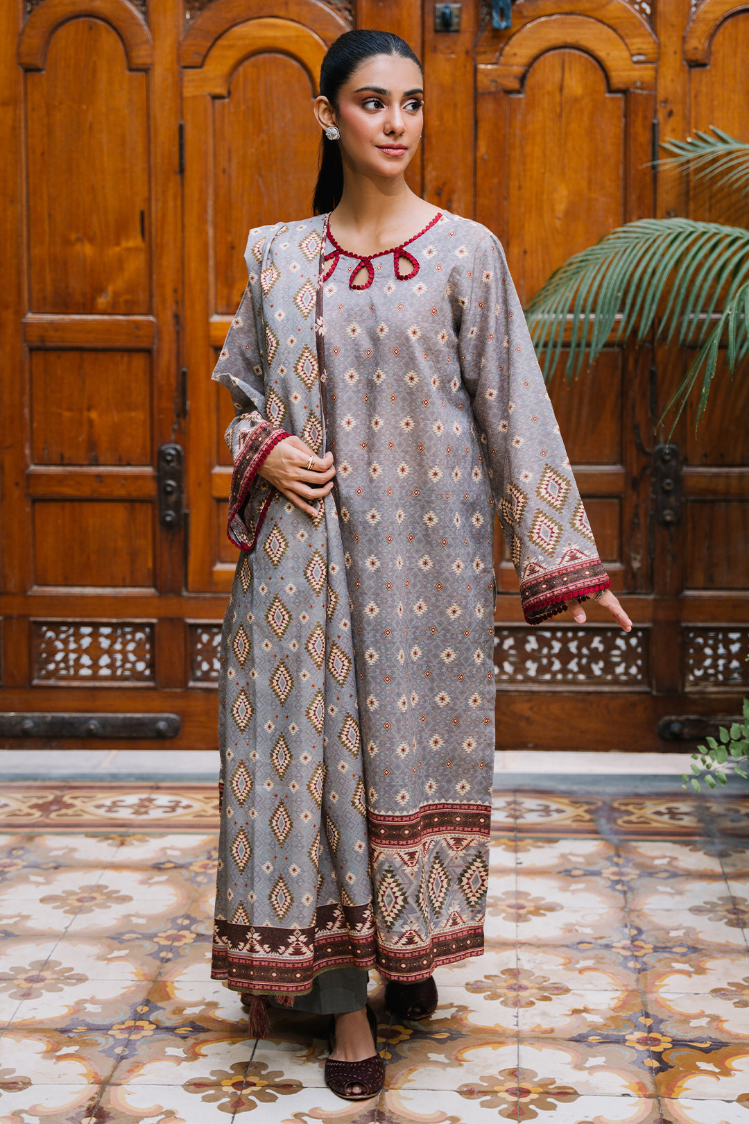 Zellbury | Unstitched 3 Piece Karandi | Shirt Shalwar Dupatta - 0209 - House Of Hania