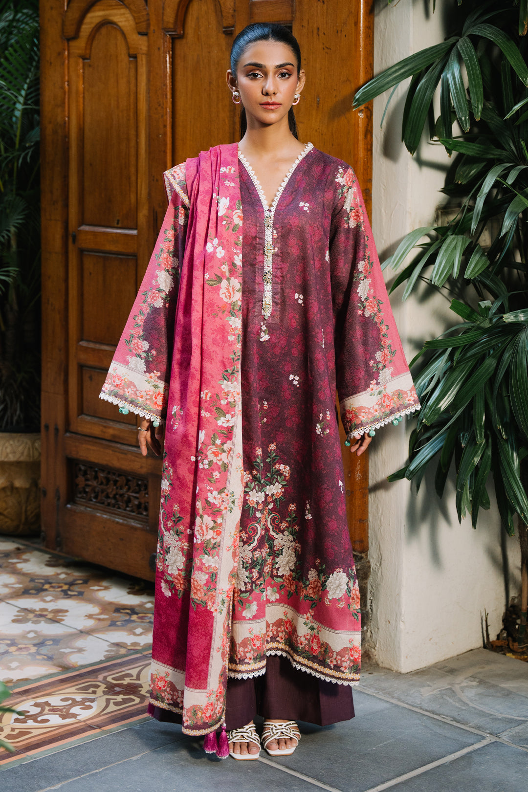 Zellbury | Unstitched 3 Piece Karandi | Shirt Shalwar Dupatta - 0301 - House Of Hania