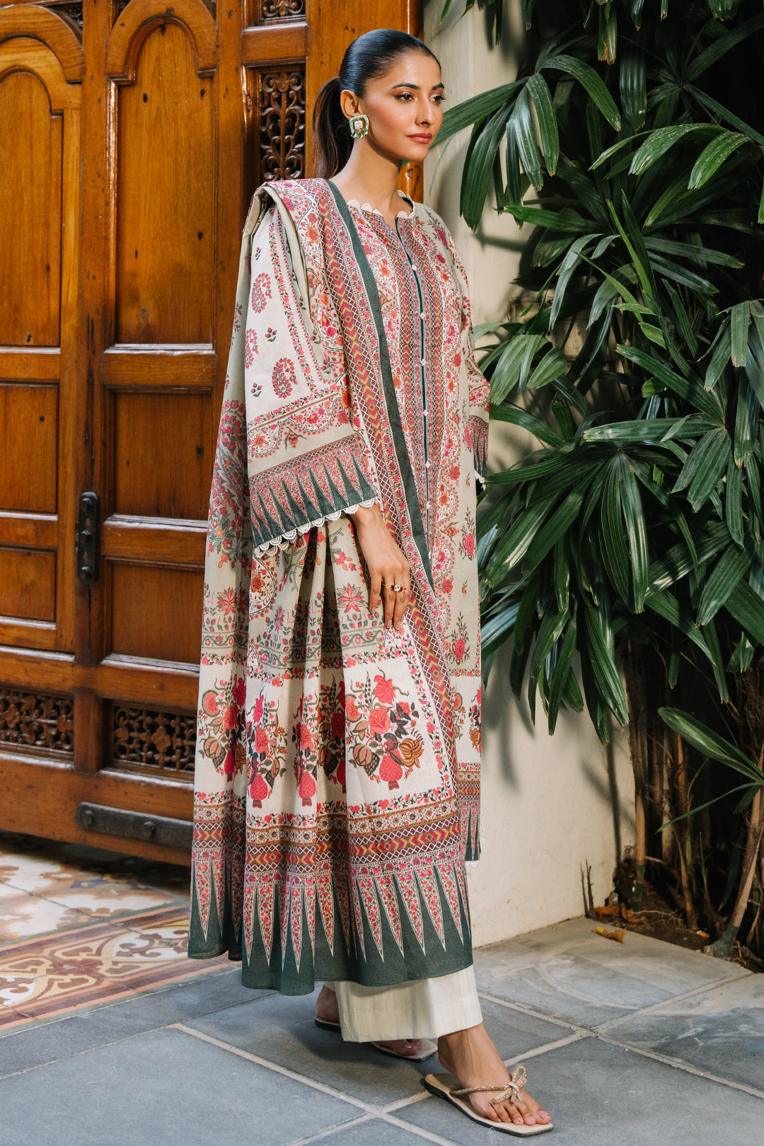 Zellbury | Unstitched 3 Piece Karandi | Shirt Shalwar Dupatta - 0302 - House Of Hania