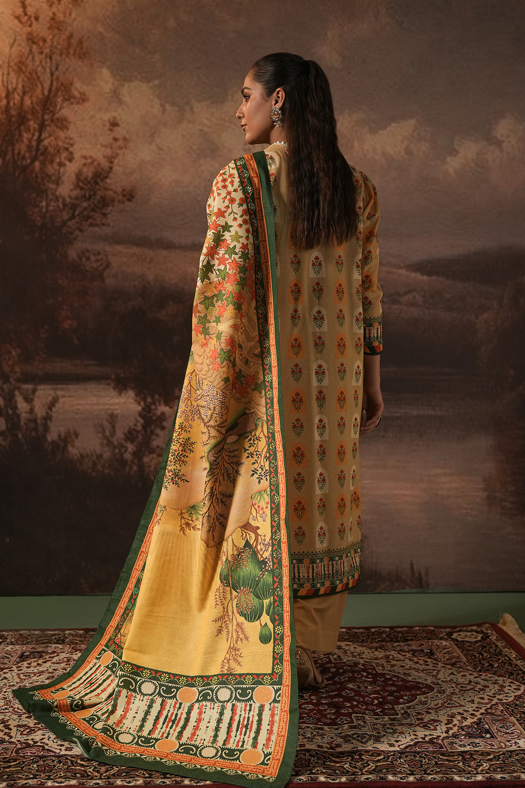Zellbury | Unstitched 3 Piece Karandi | Shirt Shalwar Dupatta - 0379 - House Of Hania