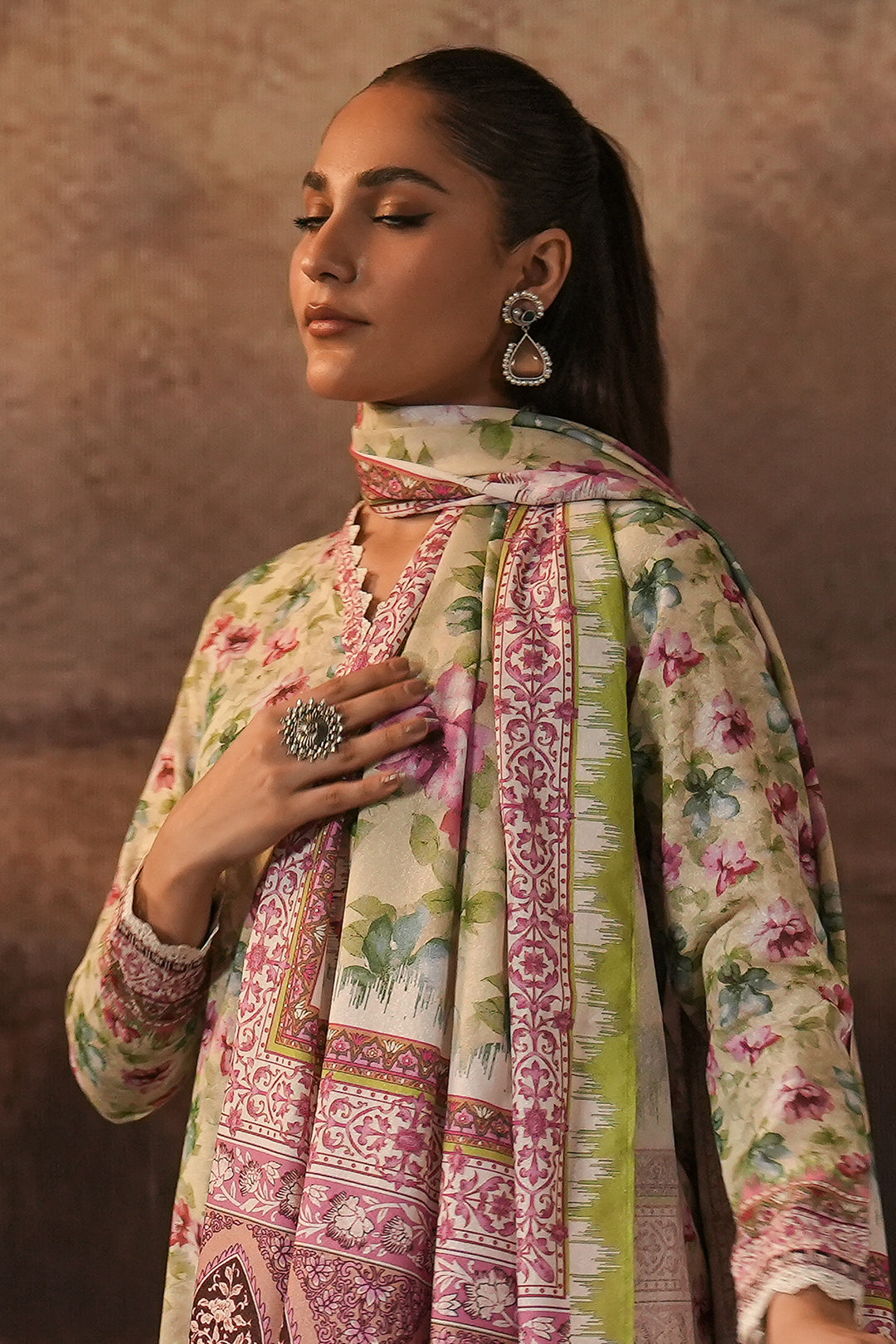 Zellbury | Unstitched 3 Piece Karandi | Shirt Shalwar Dupatta - 0458 - House Of Hania