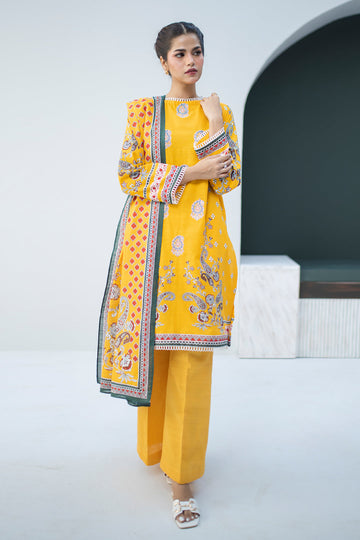 Zellbury | Unstitched 3 Piece Khaddar | Embroidered Shirt Dupatta - 0799 - House Of Hania