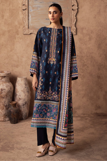 Zellbury | Unstitched 3 Piece Khaddar | Embroidered Shirt Shalwar Dupatta - 0225 - House Of Hania