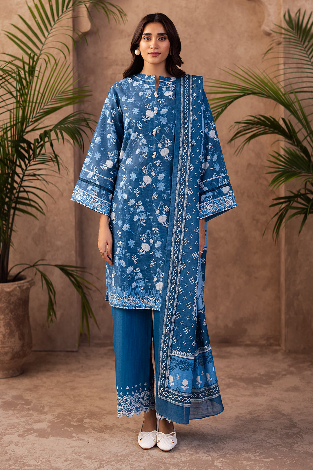 Zellbury | Unstitched 3 Piece Khaddar | Embroidered Shirt Shalwar Dupatta - 0226 - House Of Hania