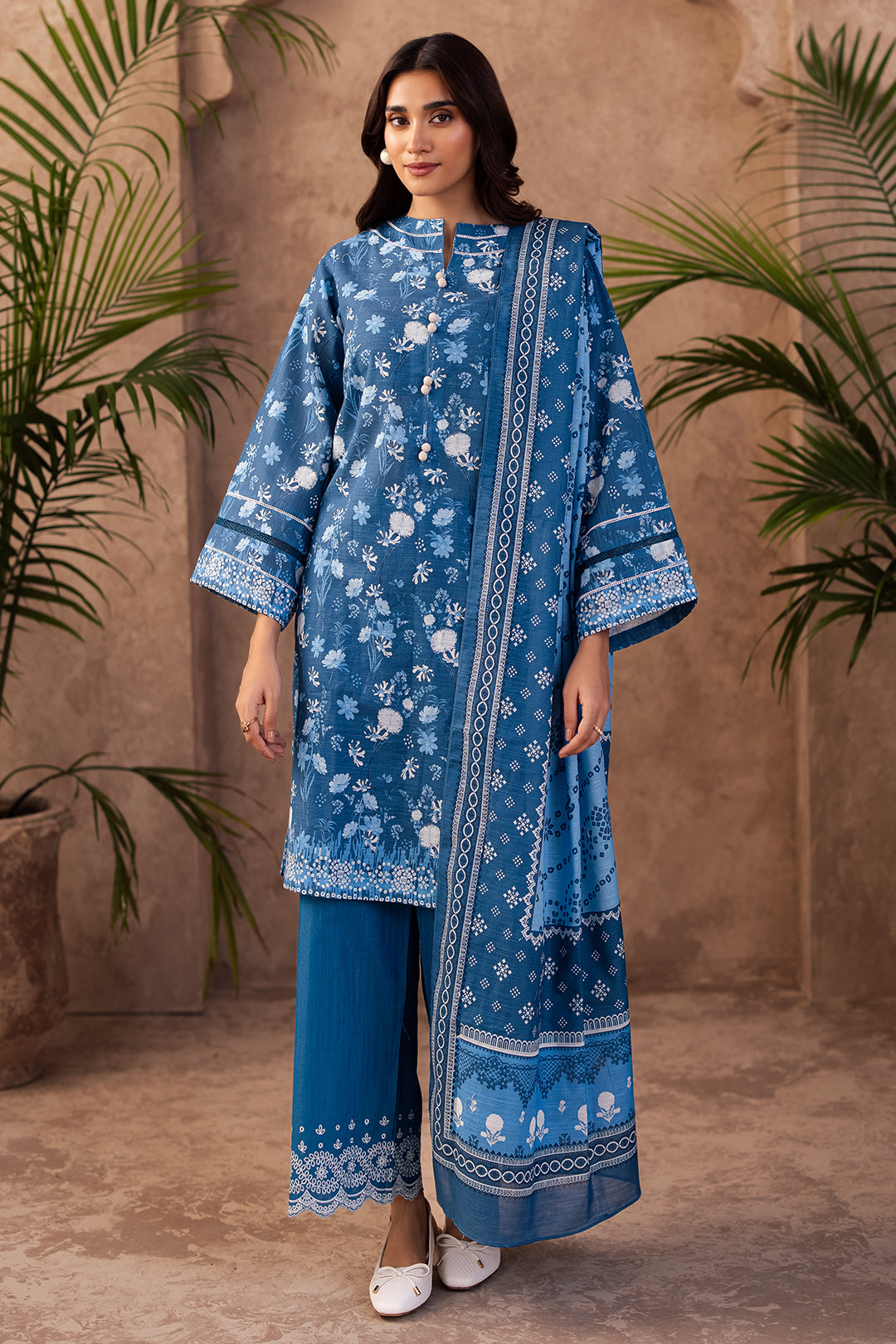 Zellbury | Unstitched 3 Piece Khaddar | Embroidered Shirt Shalwar Dupatta - 0226 - House Of Hania