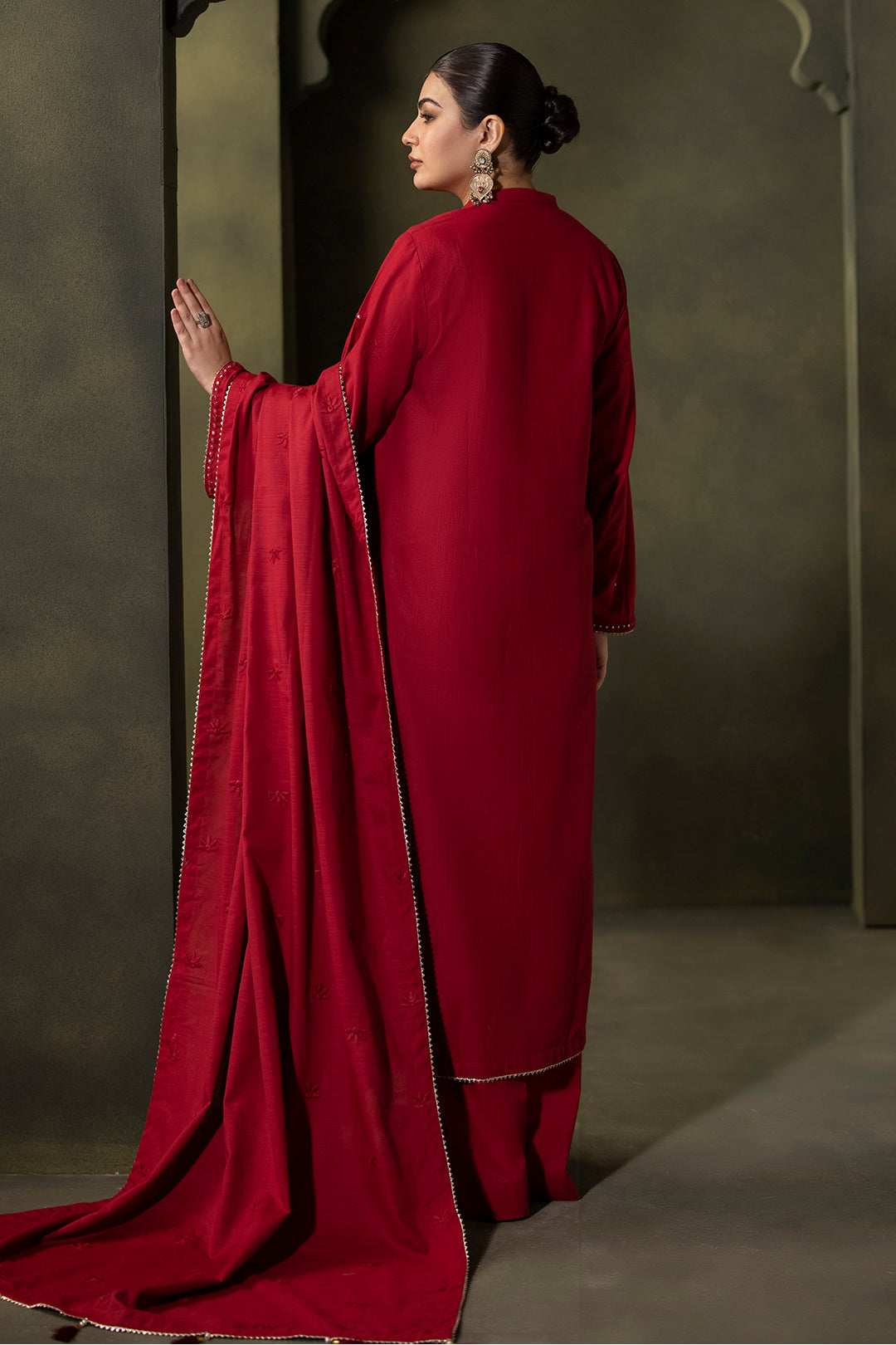 Zellbury | Unstitched 3 Piece Khaddar | Embroidered Shirt Shalwar Dupatta - 0238 - House Of Hania