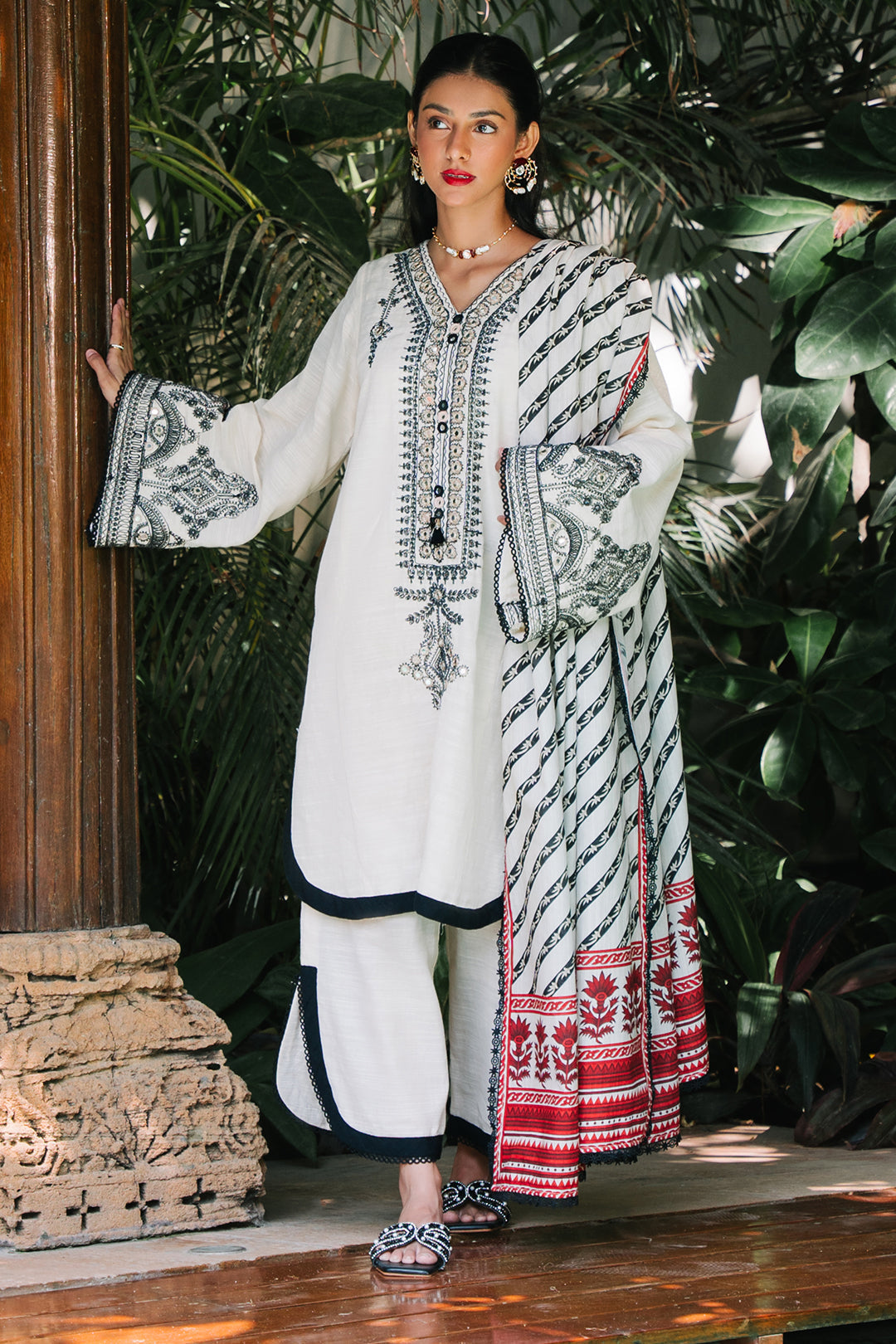 Zellbury | Unstitched 3 Piece Khaddar | Embroidered Shirt Shalwar Dupatta - 0239 - House Of Hania