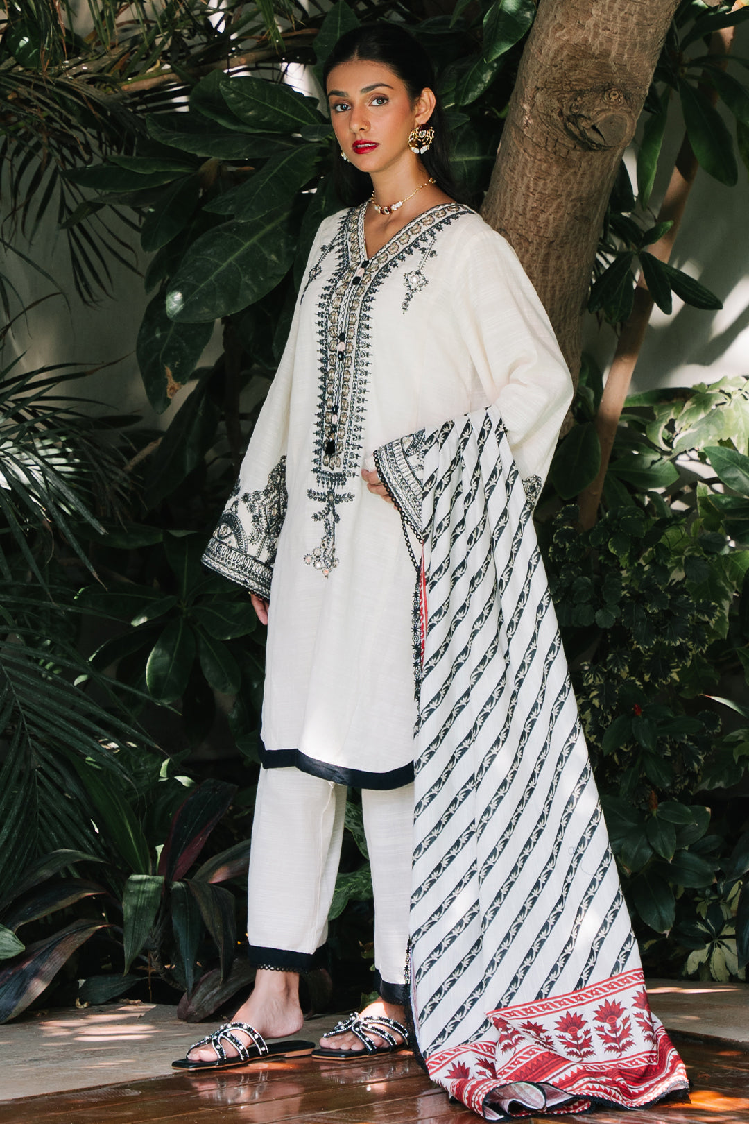 Zellbury | Unstitched 3 Piece Khaddar | Embroidered Shirt Shalwar Dupatta - 0239 - House Of Hania