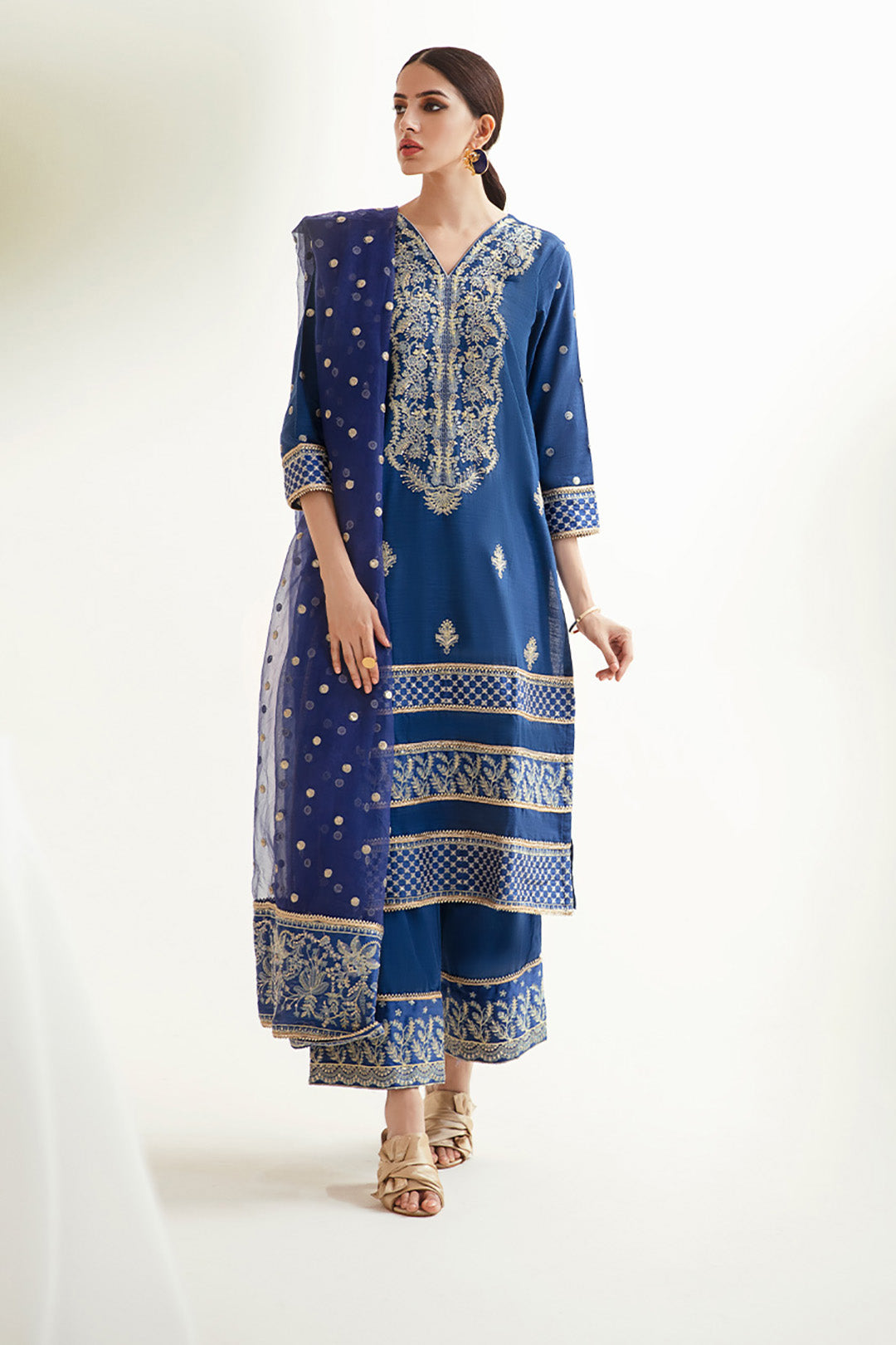 Zellbury | Unstitched 3 Piece Khaddar | Embroidered Shirt Shalwar Dupatta - 0295 - House Of Hania