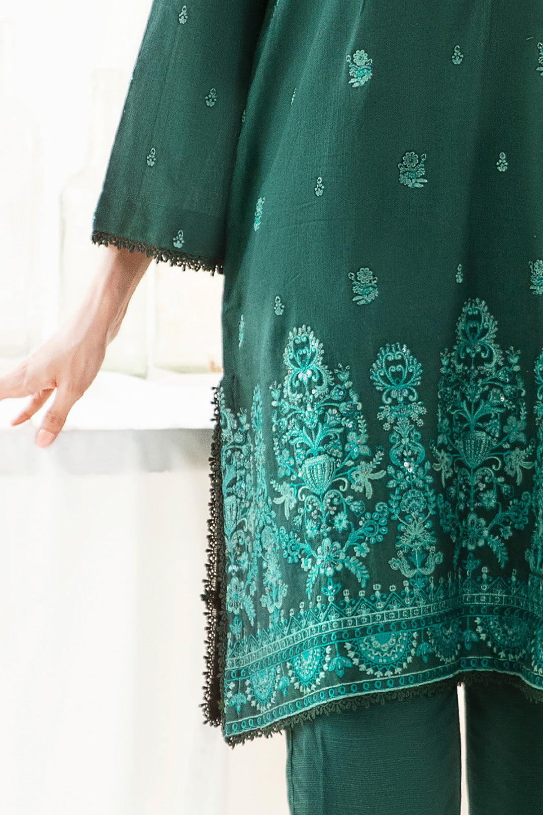 Zellbury | Unstitched 3 Piece Khaddar | Embroidered Shirt Shalwar Dupatta - 0302 - House Of Hania