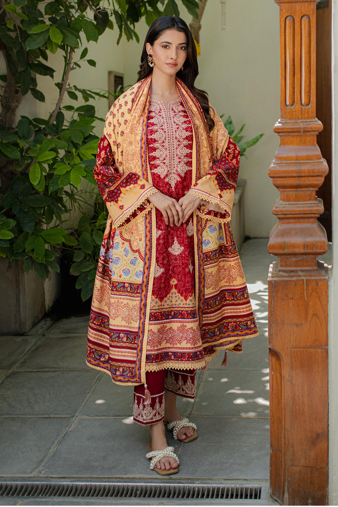 Zellbury | Unstitched 3 Piece Khaddar | Embroidered Shirt Shalwar Dupatta - 0309 - House Of Hania