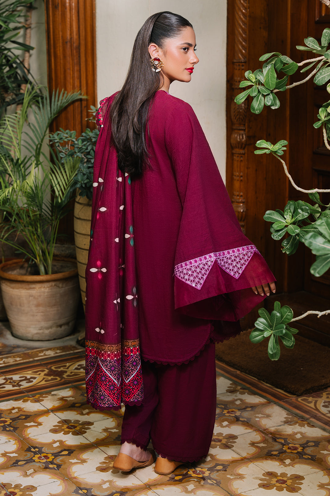 Zellbury | Unstitched 3 Piece Khaddar | Embroidered Shirt Shalwar Dupatta - 0319 - House Of Hania