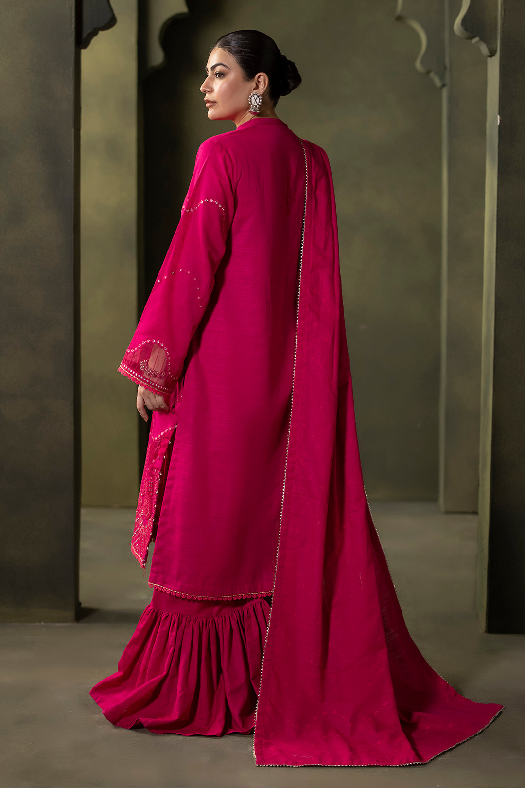 Zellbury | Unstitched 3 Piece Khaddar | Embroidered Shirt Shalwar Dupatta - 0320 - House Of Hania