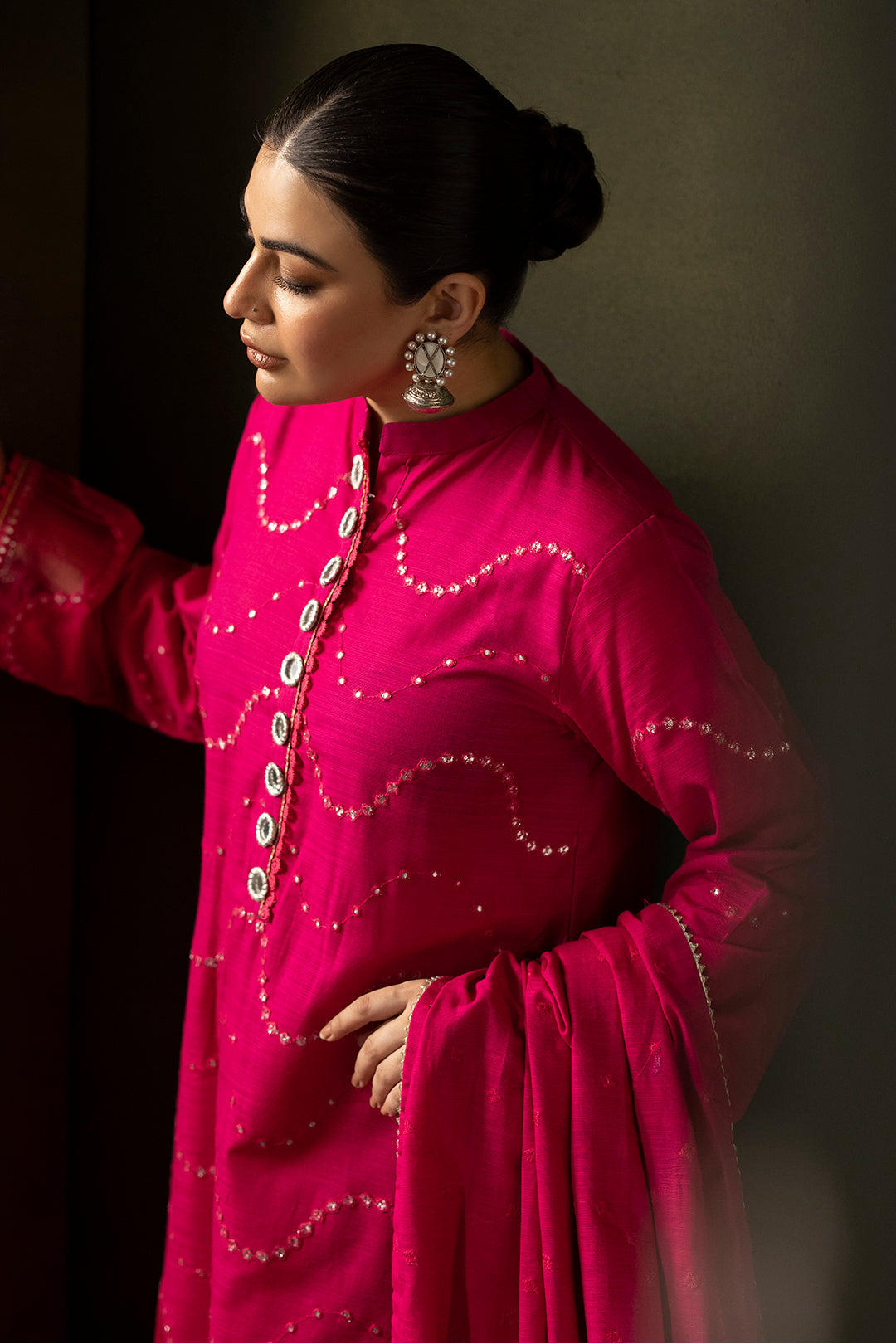 Zellbury | Unstitched 3 Piece Khaddar | Embroidered Shirt Shalwar Dupatta - 0320 - House Of Hania