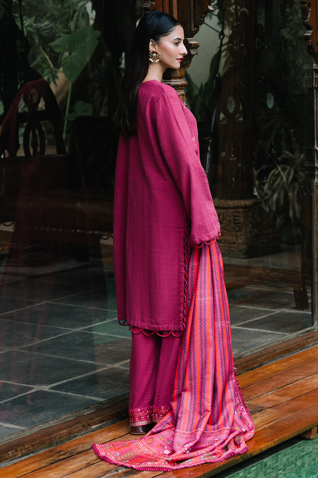 Zellbury | Unstitched 3 Piece Khaddar | Embroidered Shirt Shalwar Dupatta - 0328 - House Of Hania