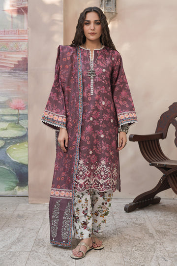 Zellbury | Unstitched 3 Piece Khaddar | Embroidered Shirt Shalwar Dupatta - 0402 - House Of Hania