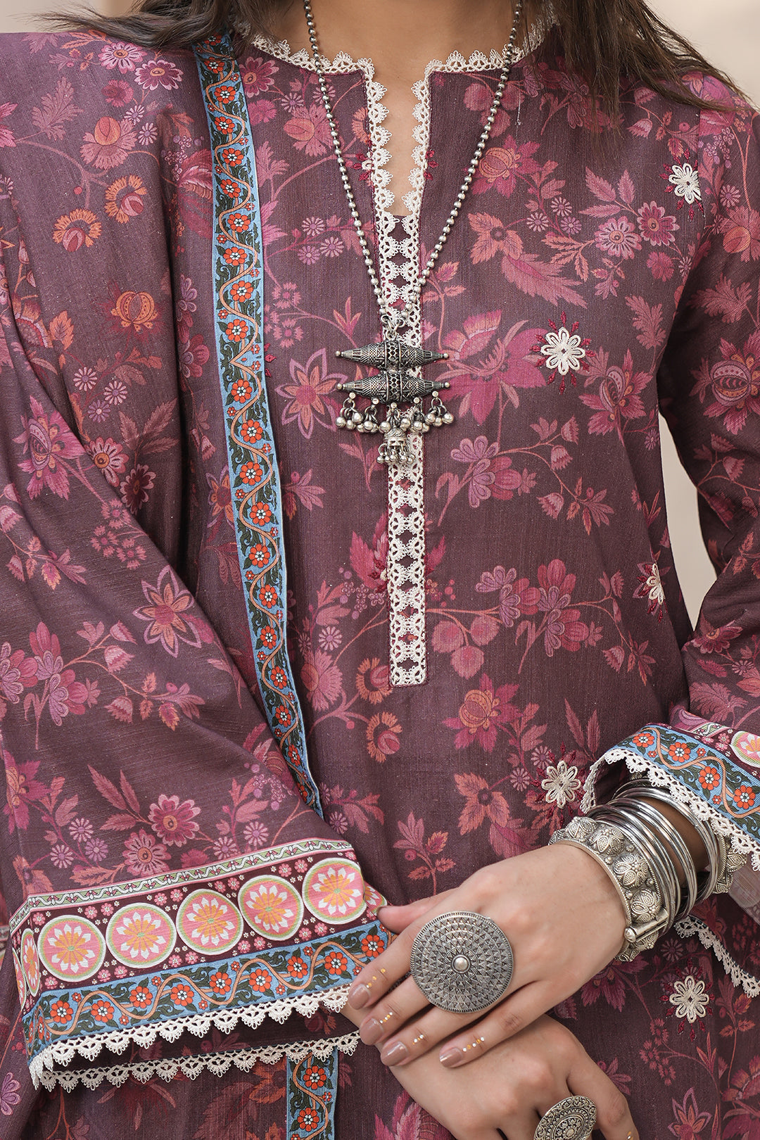 Zellbury | Unstitched 3 Piece Khaddar | Embroidered Shirt Shalwar Dupatta - 0402 - House Of Hania
