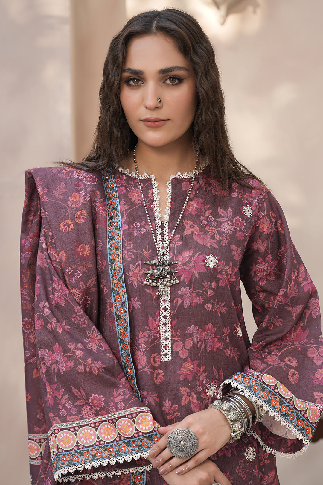 Zellbury | Unstitched 3 Piece Khaddar | Embroidered Shirt Shalwar Dupatta - 0402 - House Of Hania