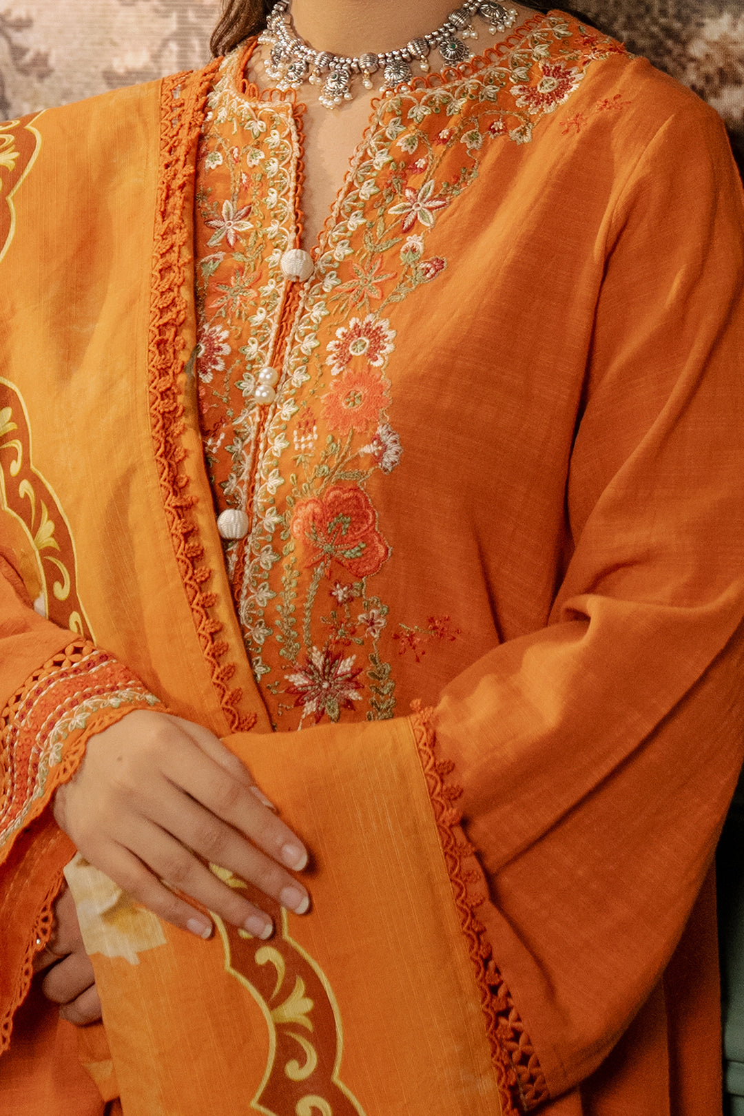 Zellbury | Unstitched 3 Piece Khaddar | Embroidered Shirt Shalwar Dupatta - 0413 - House Of Hania