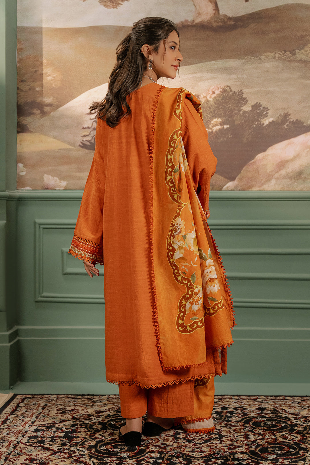 Zellbury | Unstitched 3 Piece Khaddar | Embroidered Shirt Shalwar Dupatta - 0413 - House Of Hania