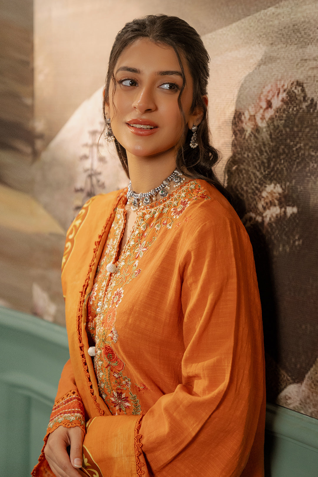 Zellbury | Unstitched 3 Piece Khaddar | Embroidered Shirt Shalwar Dupatta - 0413 - House Of Hania