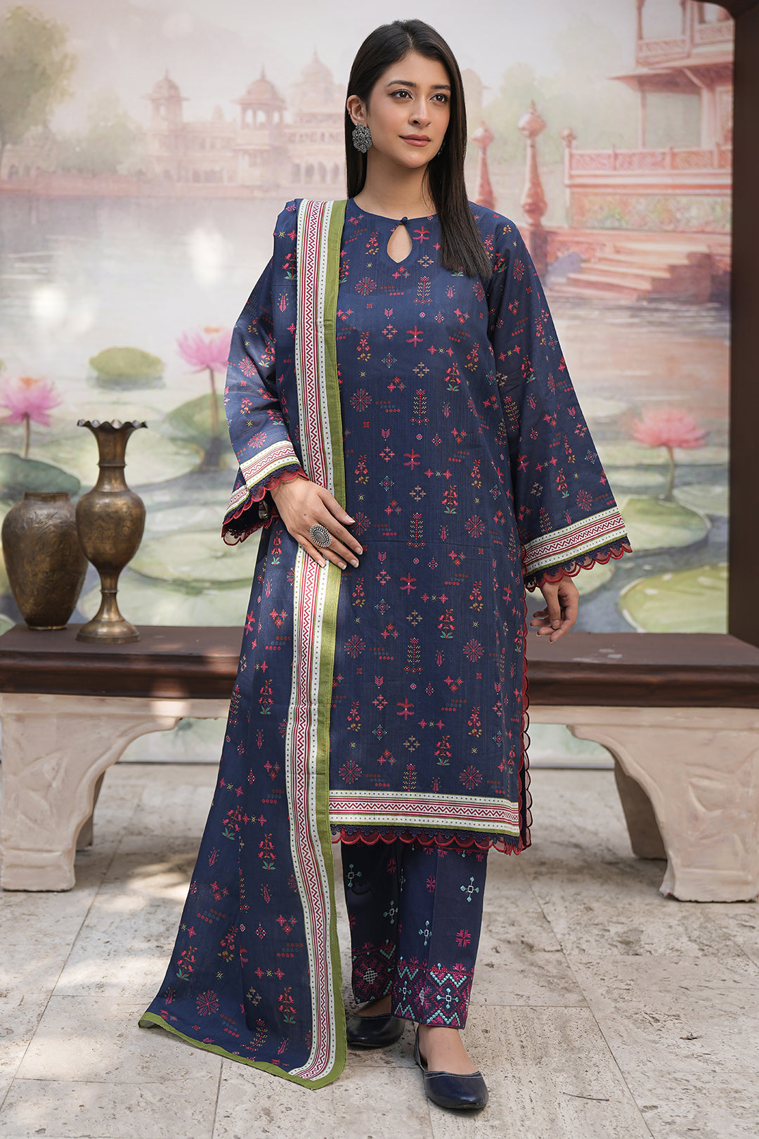Zellbury | Unstitched 3 Piece Khaddar | Embroidered Shirt Shalwar Dupatta - 0478 - House Of Hania