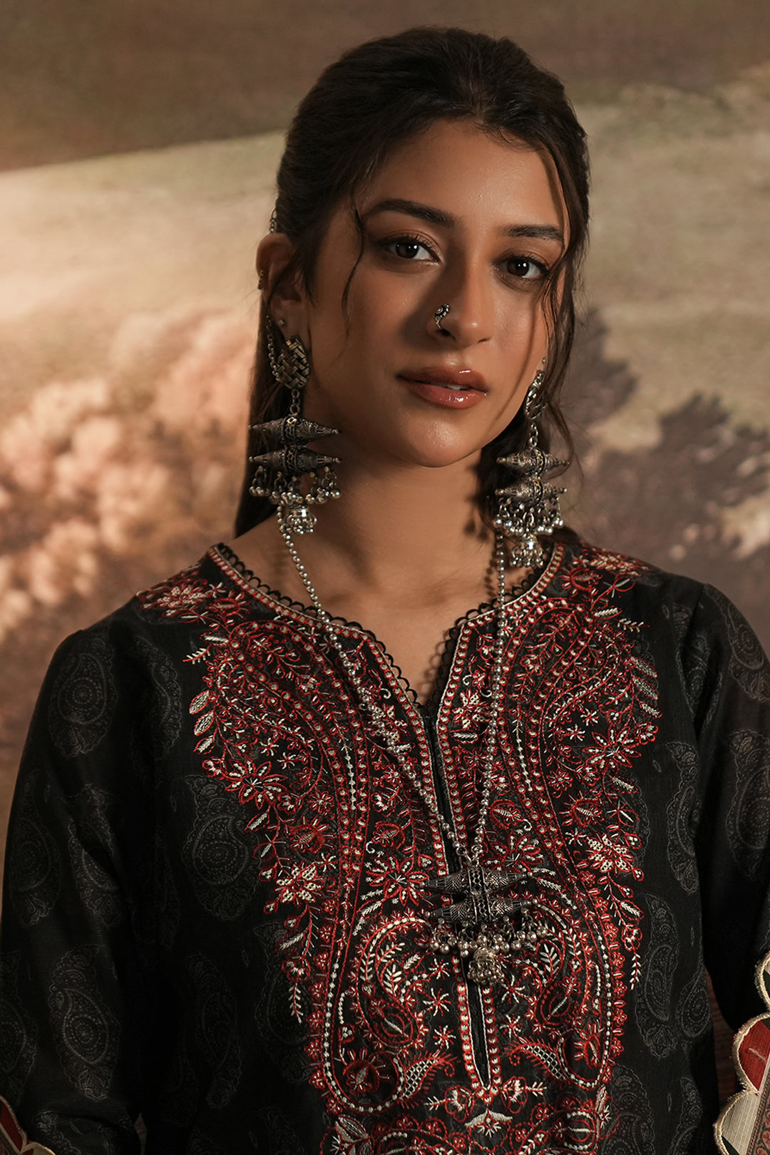 Zellbury | Unstitched 3 Piece Khaddar | Embroidered Shirt Shalwar Dupatta - 0480 - House Of Hania