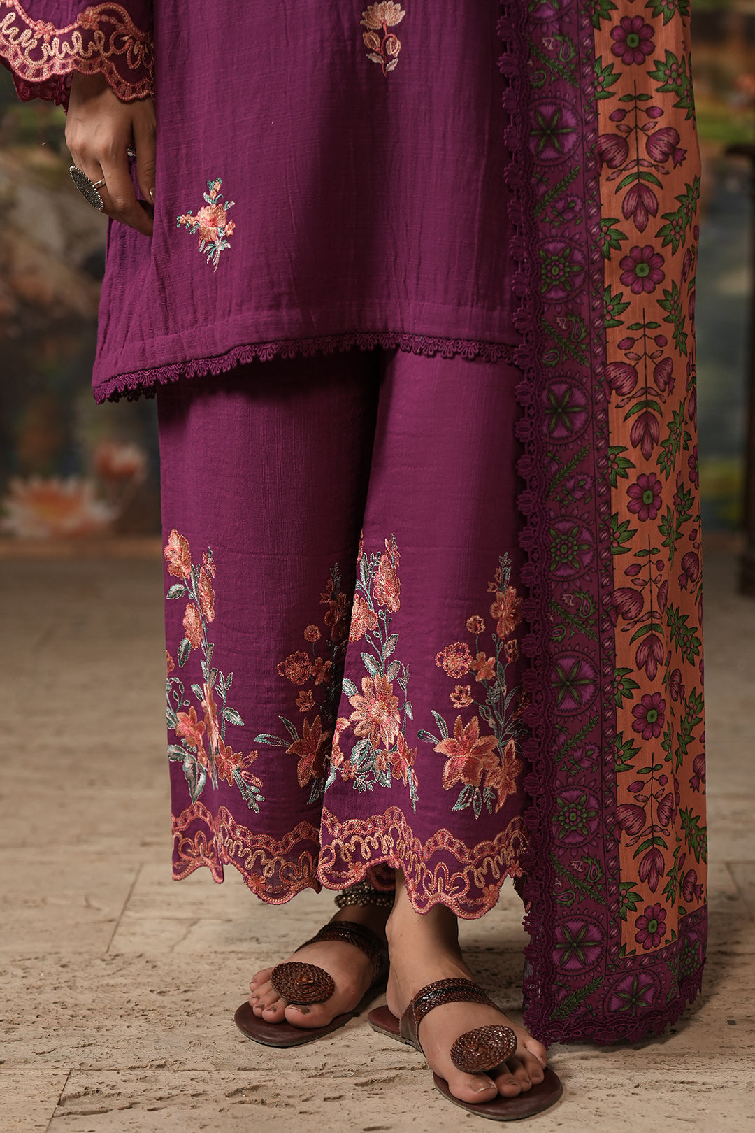 Zellbury | Unstitched 3 Piece Khaddar | Embroidered Shirt Shalwar Dupatta - 0487 - House Of Hania