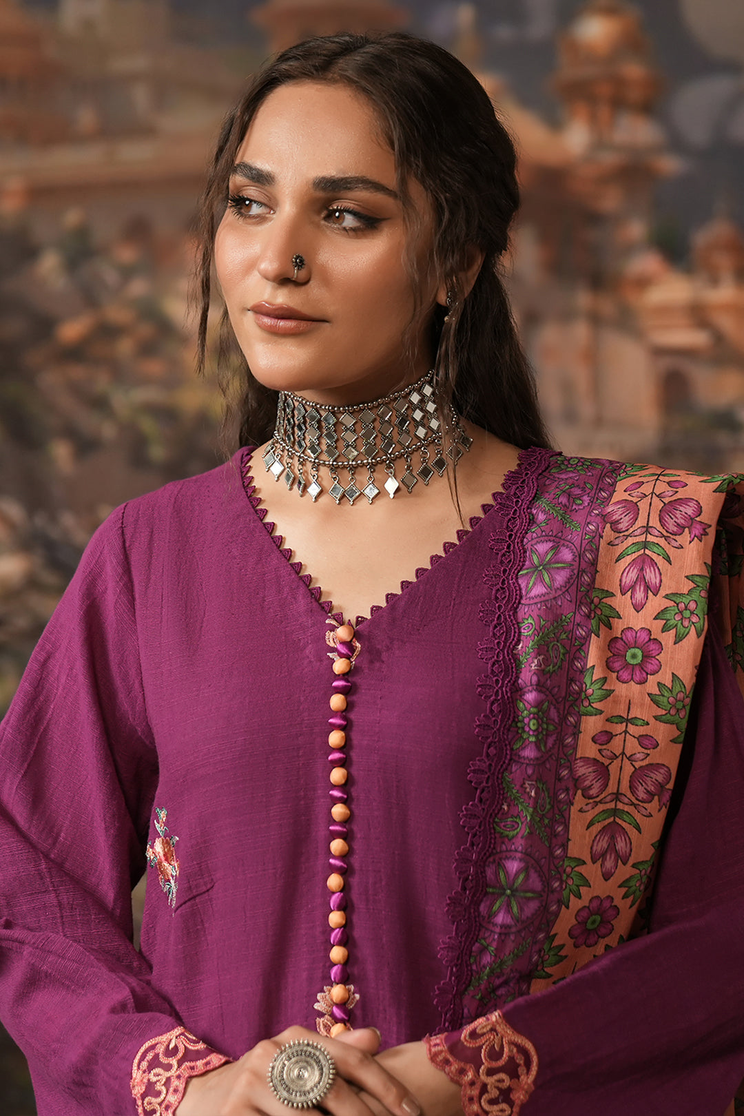 Zellbury | Unstitched 3 Piece Khaddar | Embroidered Shirt Shalwar Dupatta - 0487 - House Of Hania