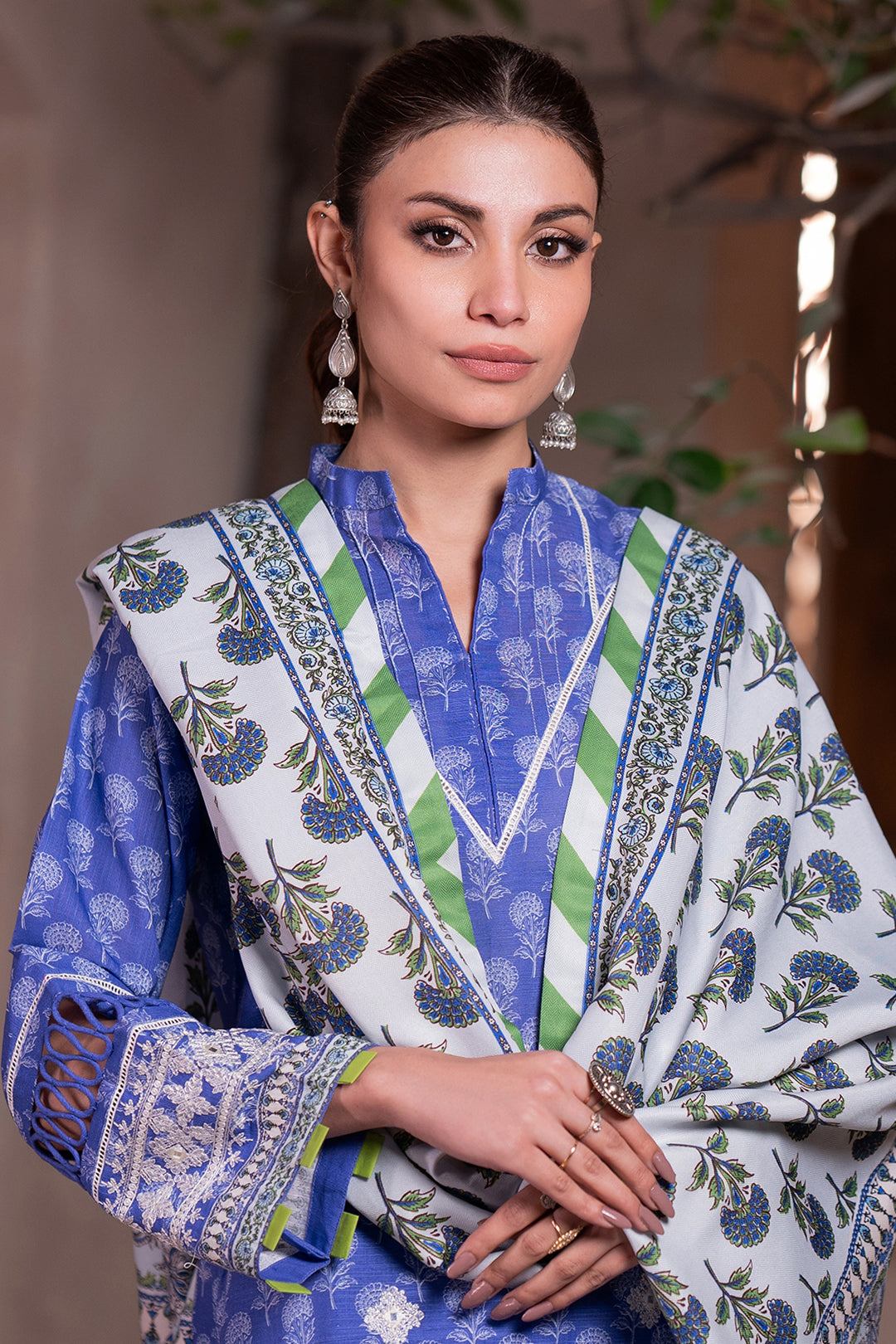 Zellbury | Unstitched 3 Piece Khaddar | Embroidered Shirt Shalwar Dupatta - 0589 - House Of Hania
