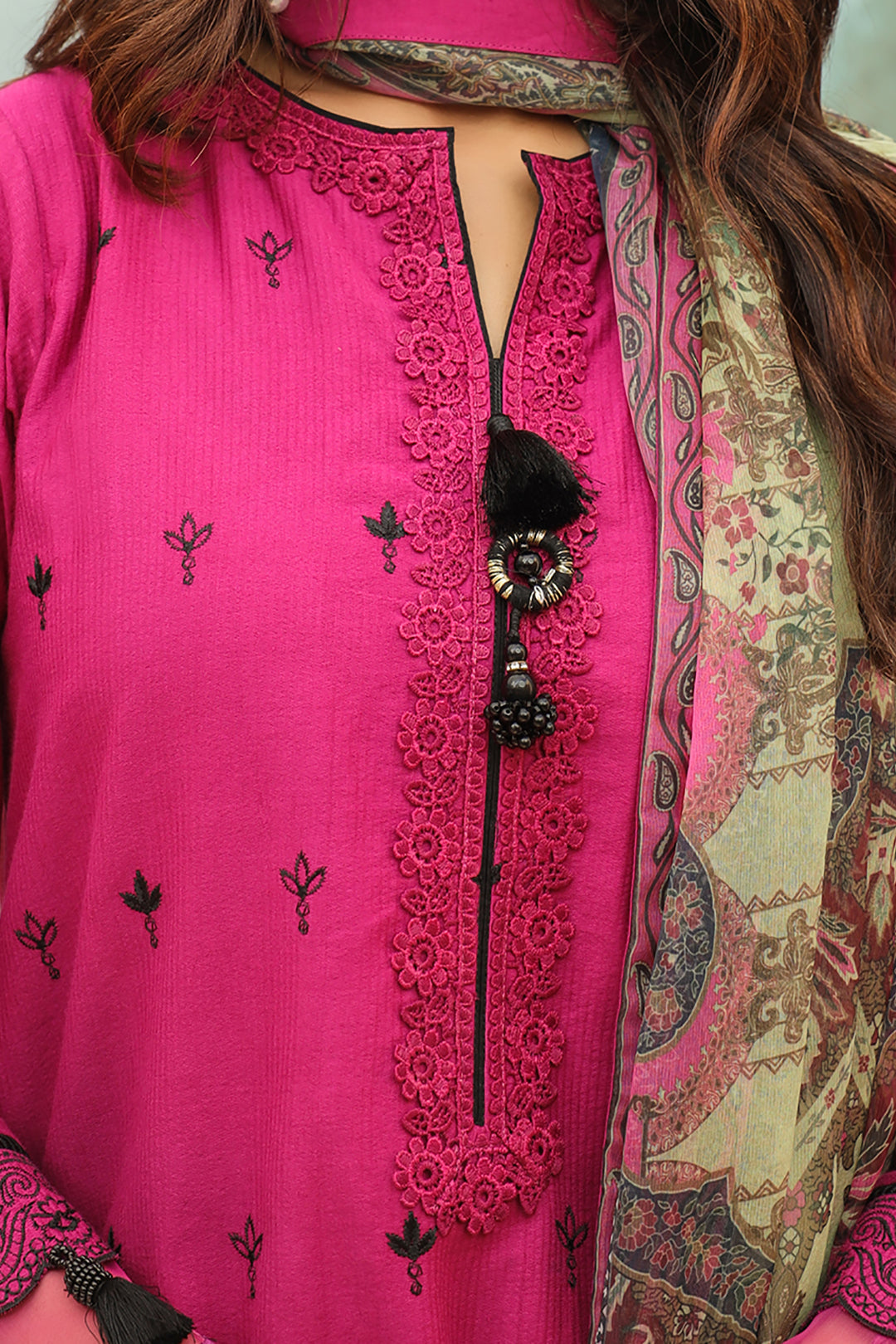 Zellbury | Unstitched 3 Piece Khaddar | Embroidered Shirt Shalwar Dupatta - 0772 - House Of Hania