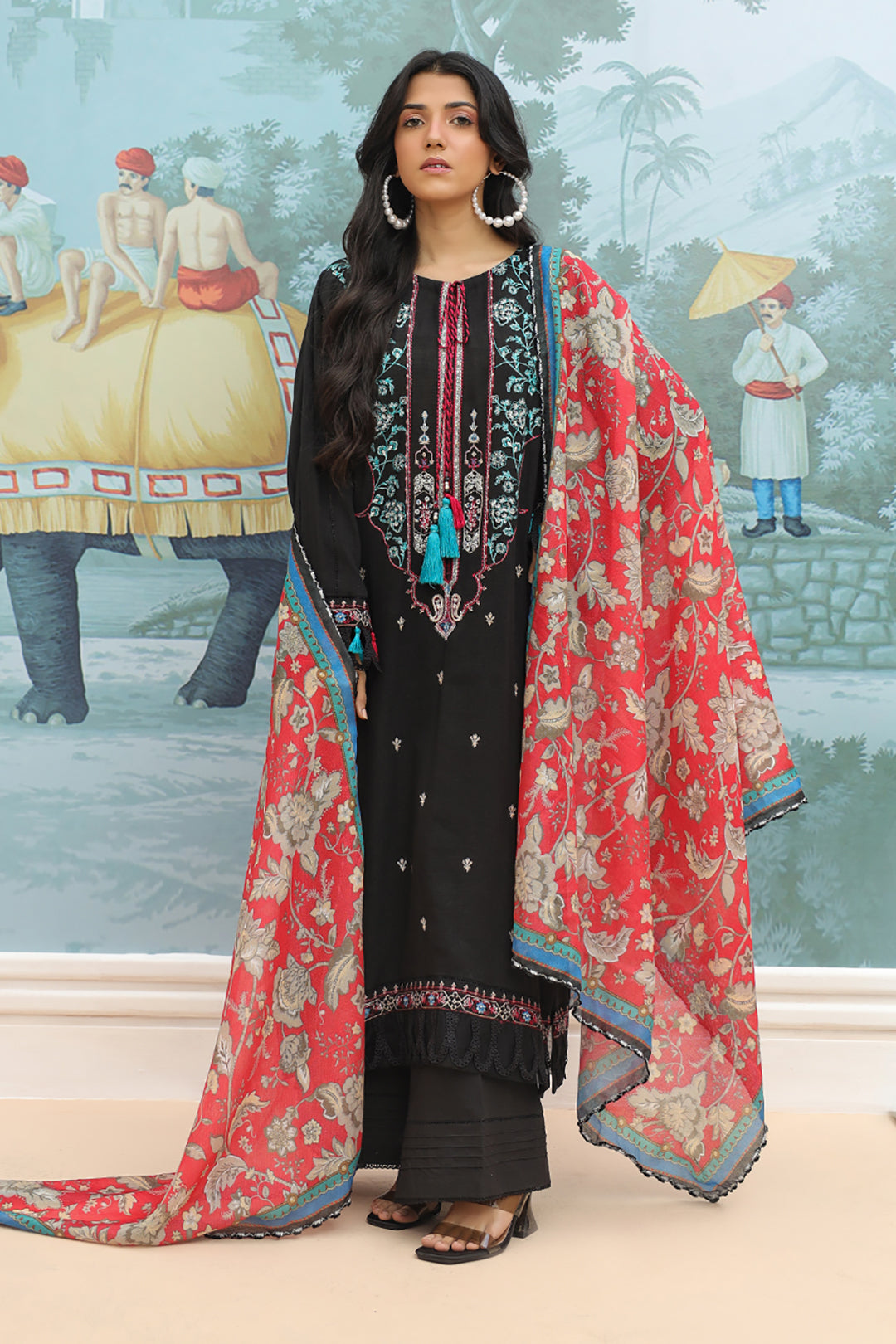 Zellbury | Unstitched 3 Piece Khaddar | Embroidered Shirt Shalwar Dupatta - 0776 - House Of Hania