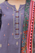 Zellbury | Unstitched 3 Piece Khaddar | Embroidered Shirt Shalwar Dupatta - 0846 - House Of Hania