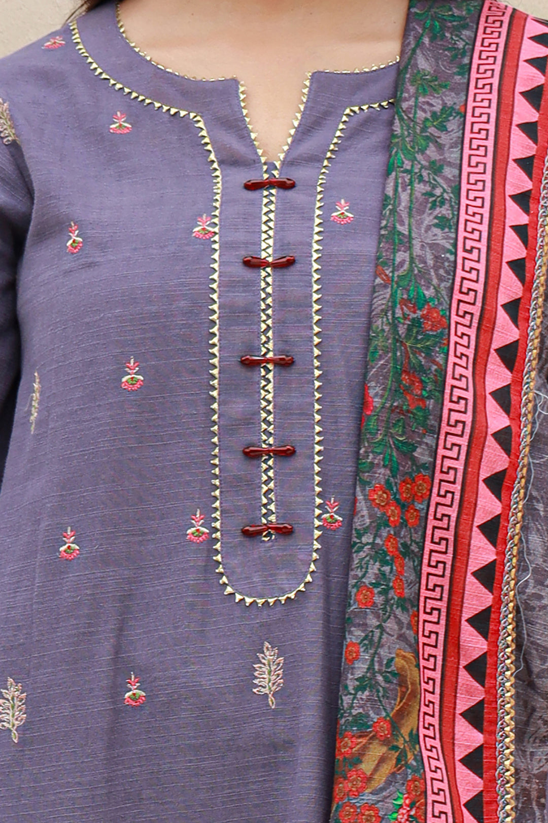 Zellbury | Unstitched 3 Piece Khaddar | Embroidered Shirt Shalwar Dupatta - 0846 - House Of Hania