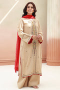 Zellbury | Unstitched 3 Piece Khaddar | Embroidered Shirt Shalwar Dupatta - 0847 - House Of Hania
