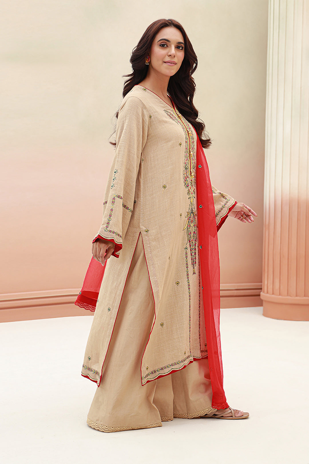 Zellbury | Unstitched 3 Piece Khaddar | Embroidered Shirt Shalwar Dupatta - 0847 - House Of Hania