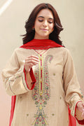 Zellbury | Unstitched 3 Piece Khaddar | Embroidered Shirt Shalwar Dupatta - 0847 - House Of Hania