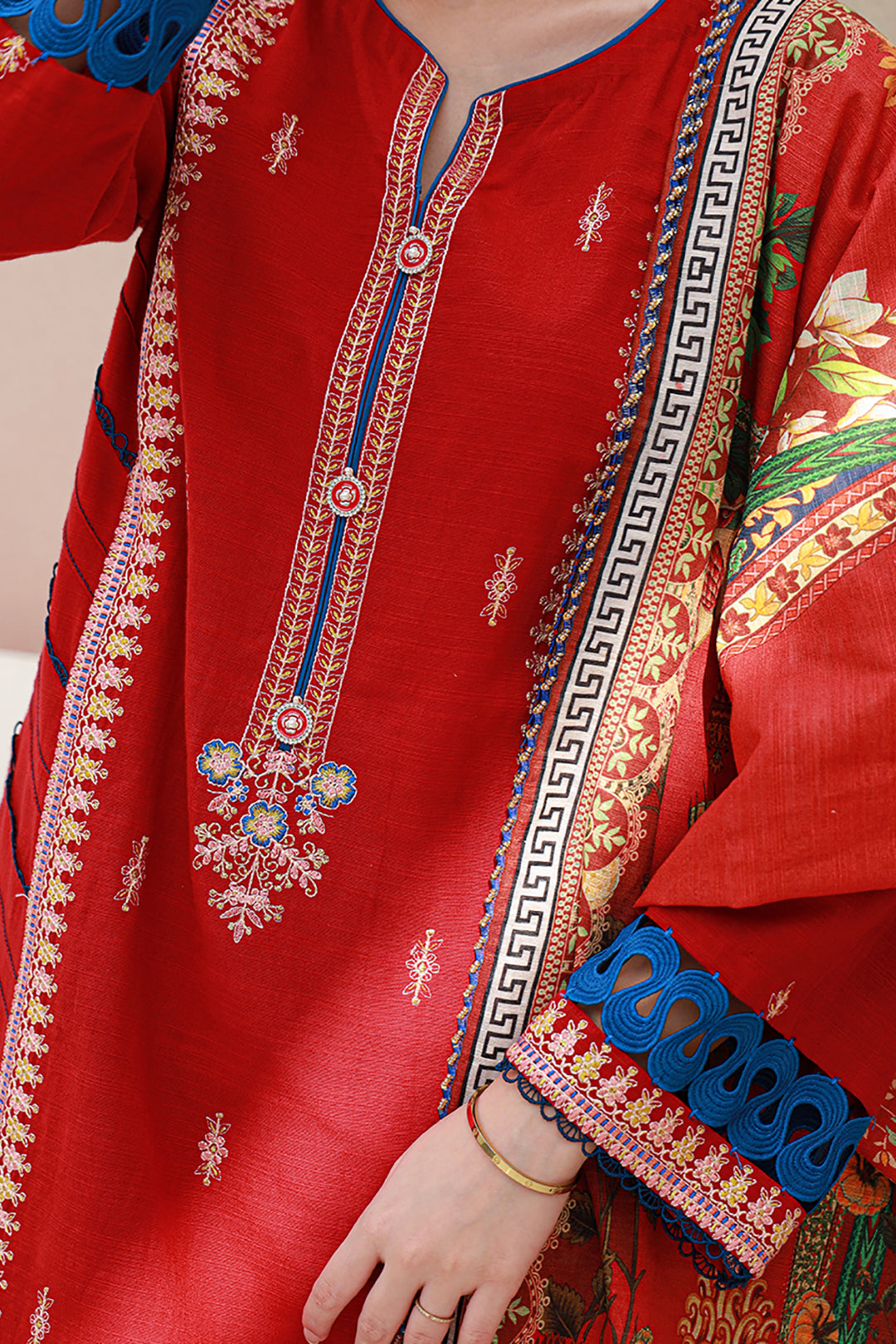 Zellbury | Unstitched 3 Piece Khaddar | Embroidered Shirt Shalwar Dupatta - 0848 - House Of Hania