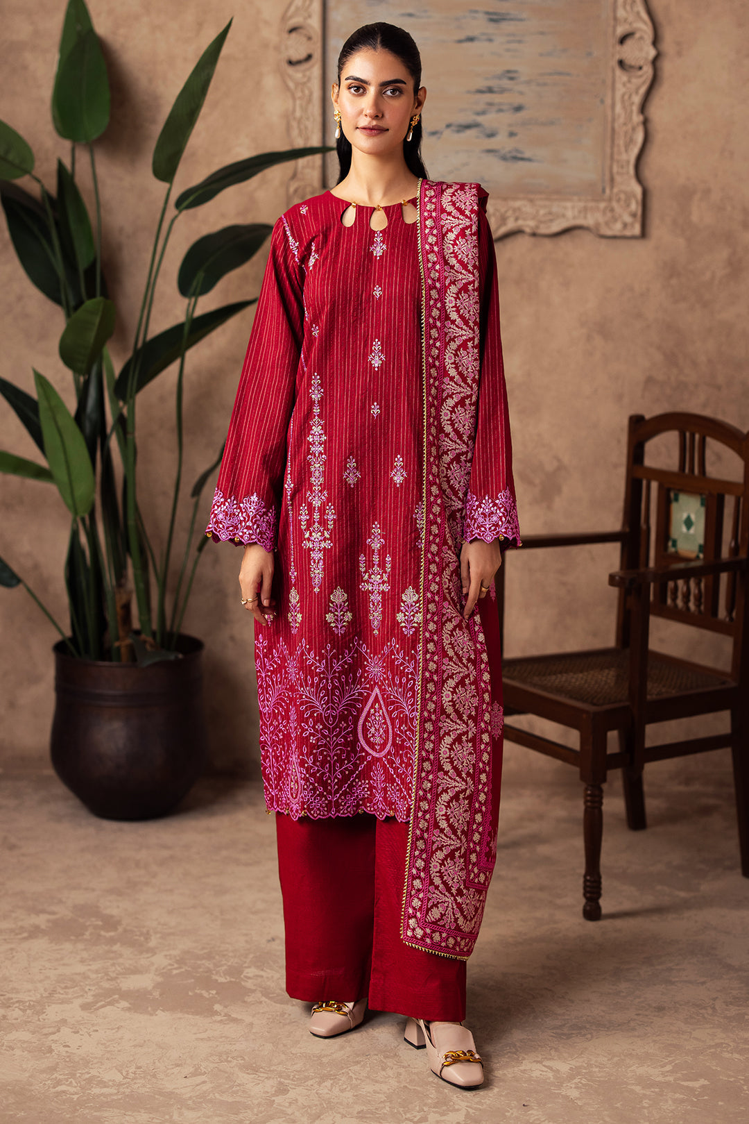 Zellbury | Unstitched 3 Piece Khaddar | Embroidered Shirt Shalwar Shawl - 0231 - House Of Hania
