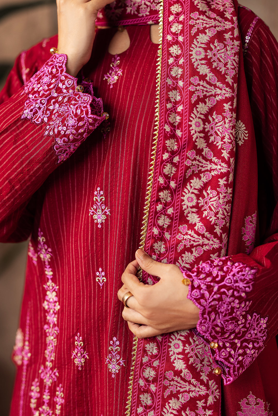 Zellbury | Unstitched 3 Piece Khaddar | Embroidered Shirt Shalwar Shawl - 0231 - House Of Hania