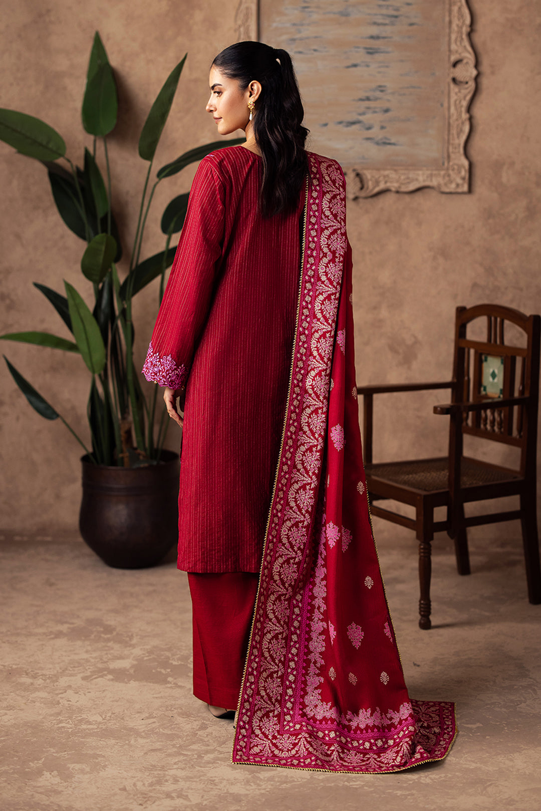 Zellbury | Unstitched 3 Piece Khaddar | Embroidered Shirt Shalwar Shawl - 0231 - House Of Hania