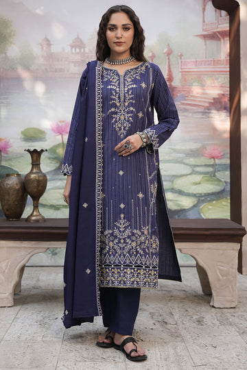 Zellbury | Unstitched 3 Piece Khaddar | Embroidered Shirt Shalwar Shawl - 0409 - House Of Hania